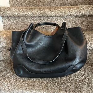 Elegant Black Leather Tote Bag
